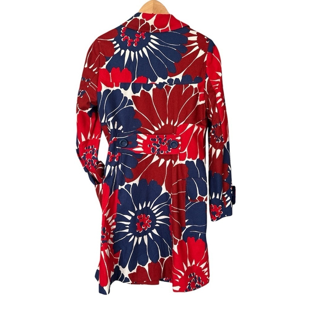 Boden 100% Cotton Bold Floral Print Trench Jacket Coat ,US 6R - Picture 9 of 11